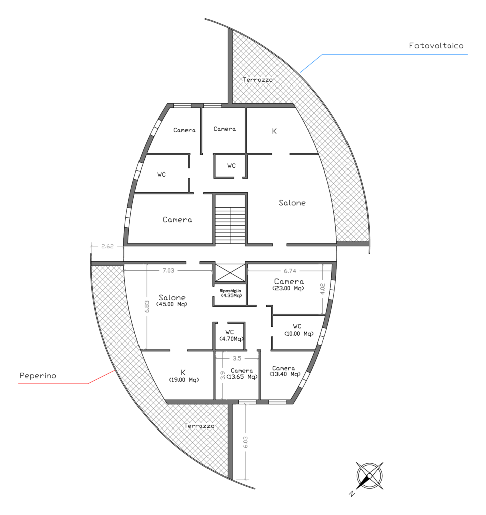 Progetto palazzina - planimetria piano tipo